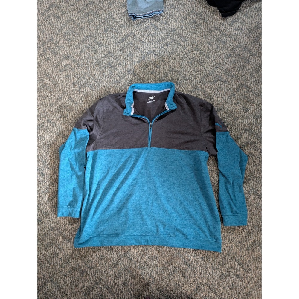Puma Cloudspun 1/4 Zip Golf Pullover Mens 3XL Grey Teal Colorblock 595803-07